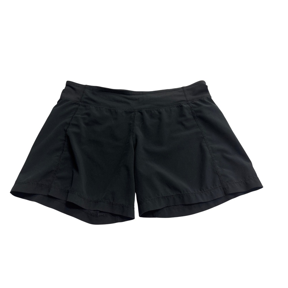 Lululemon Black Athletic Running Shorts Reflective Logo Women 4in Inseam- size 8